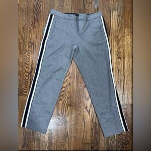 Banana Republic Gray Ankle Pants with Black and White Stripes